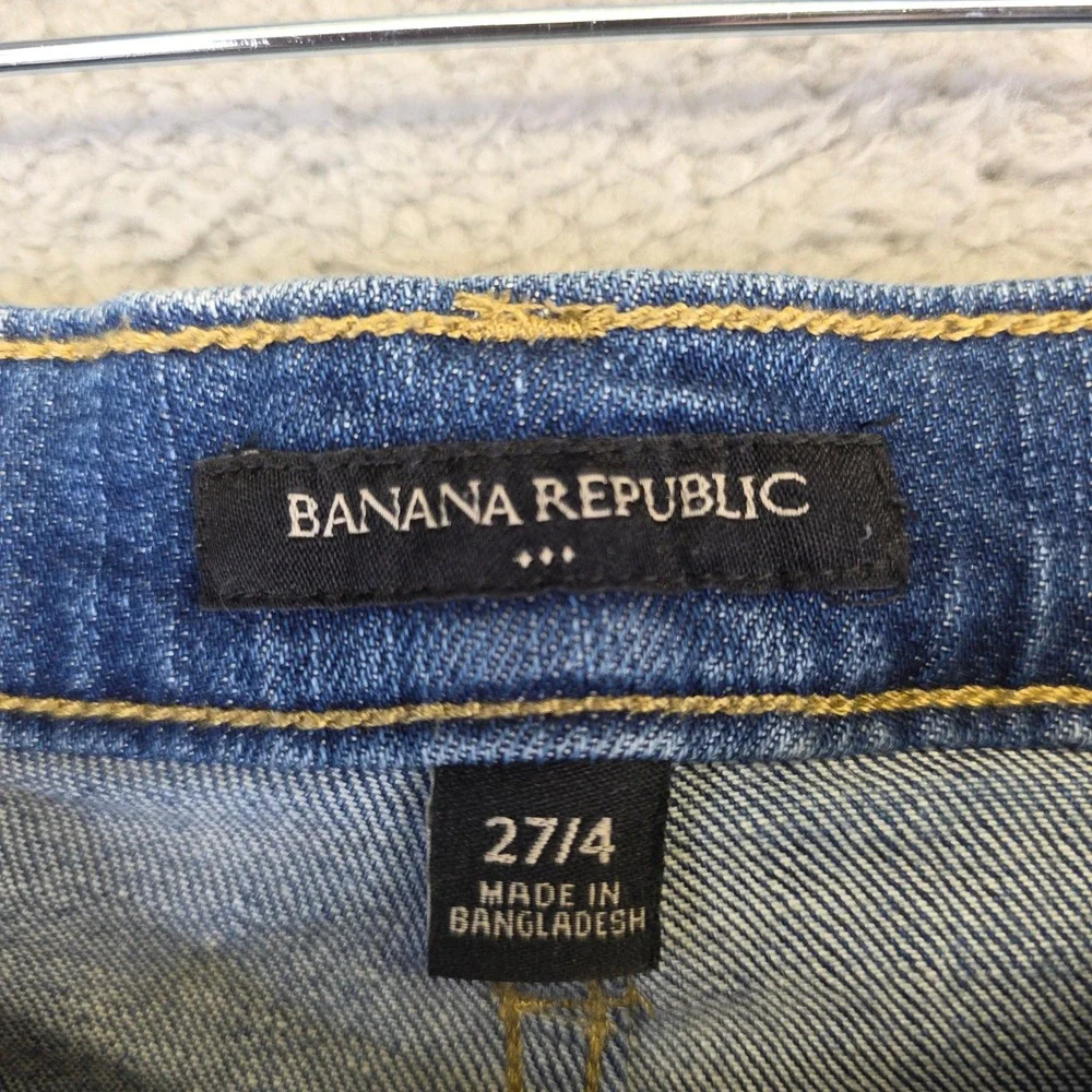 Banana Republic Denim Shorts Cuffed Distressed Blue‎ Jean Shorts Size 27